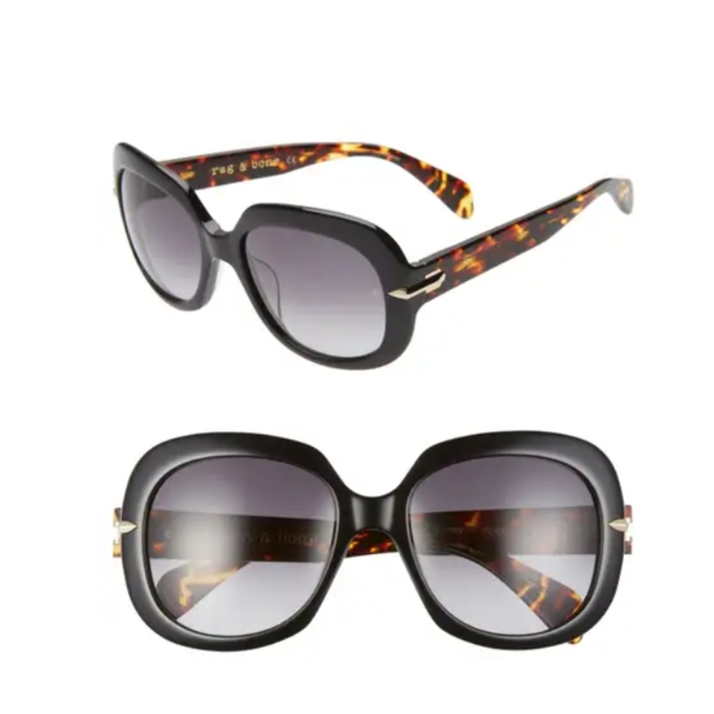 Rag & Bone 55mm X 19 Black and Tortoise Sunglasses New